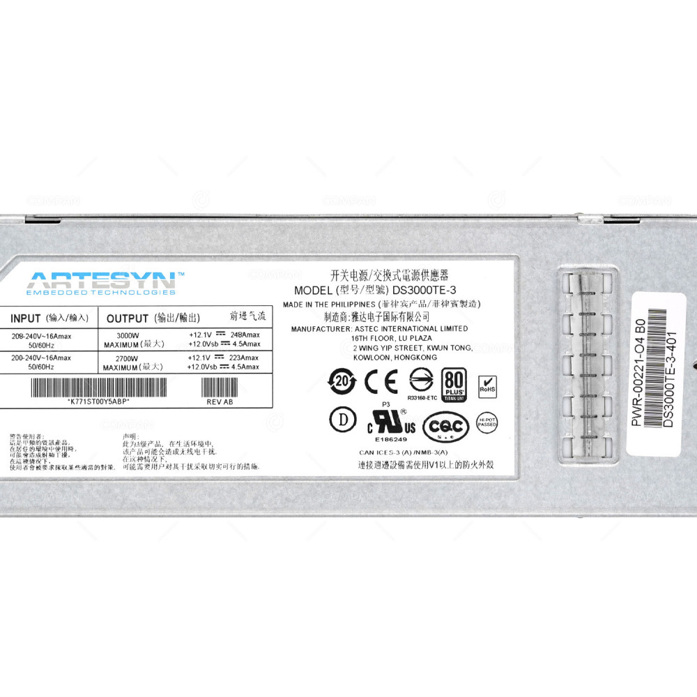 PWR-3KT-AC-RED  ARISTA SPARE 3KW TITANIUM AC POWER SUPPLY FOR 7300 AND 7500N SERIES